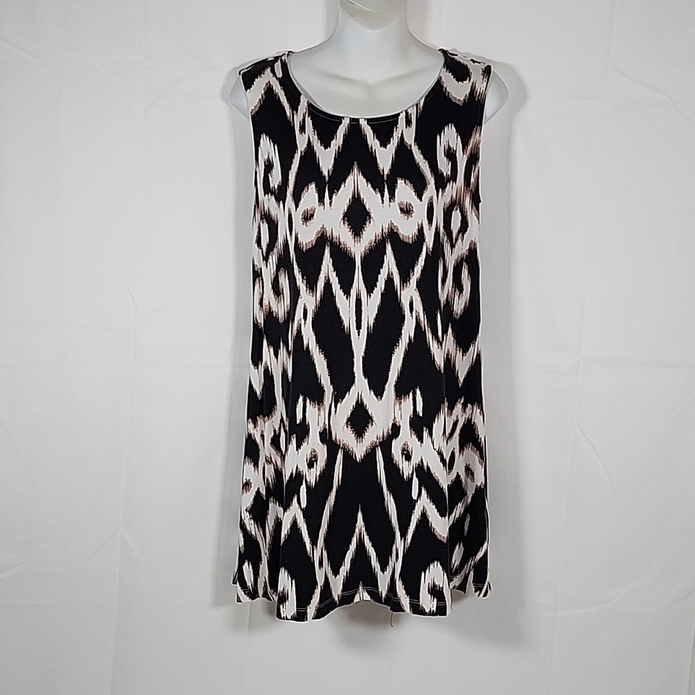 💜SOMA womens print tan black soft casual dress  loungwear